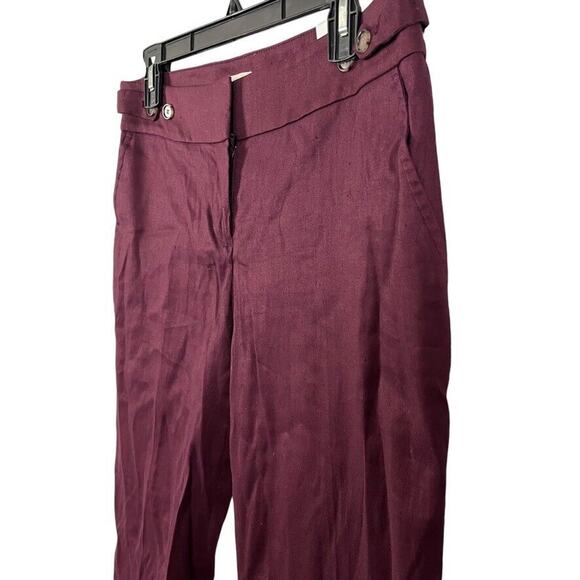Ann Taylor Loft Marisa Ankle Linen Cotton Blend Plum Stretch Pants NWT sz 4 - Picture 8 of 16